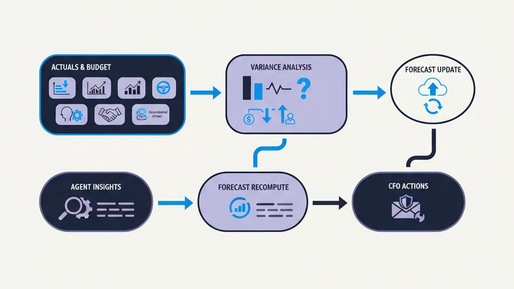 Fynite product screen for Financial Forecast Variance Analysis & Planning